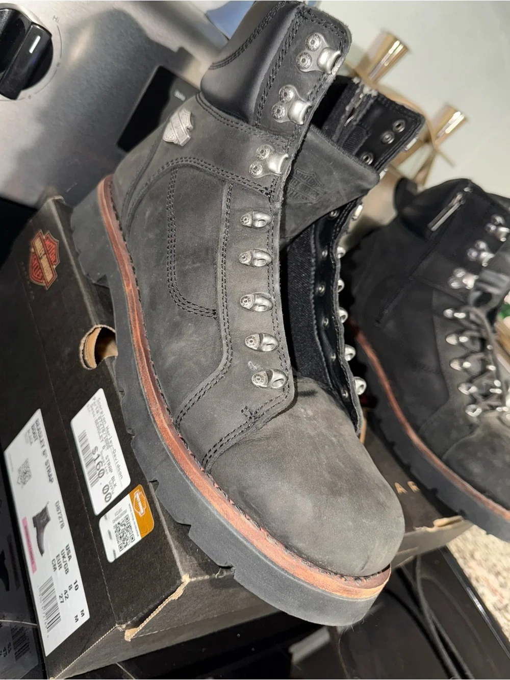 Harley-Davidson Black and Brown Men’su Lace-Up Riding Boots